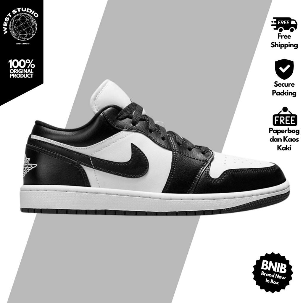Sepatu Nike Air Jordan 1 Low Panda Black and White ORIGINAL 100% Global Release