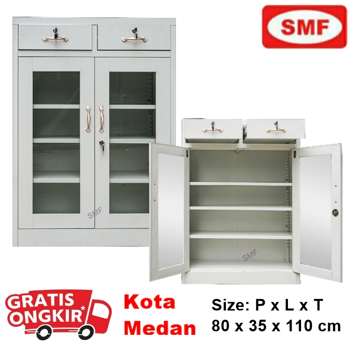 RAK SEPATU BESI 2P 2 LACI - RAK SEPATU PINTU BUKA BESI KACA - RS101