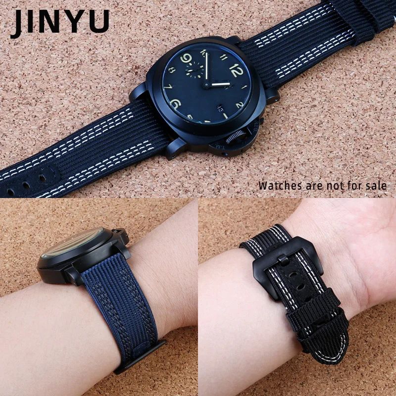 STRAP TALI JAM TANGAN PANERAI NYLON CANVAS LEATHER 24MM - 26MM