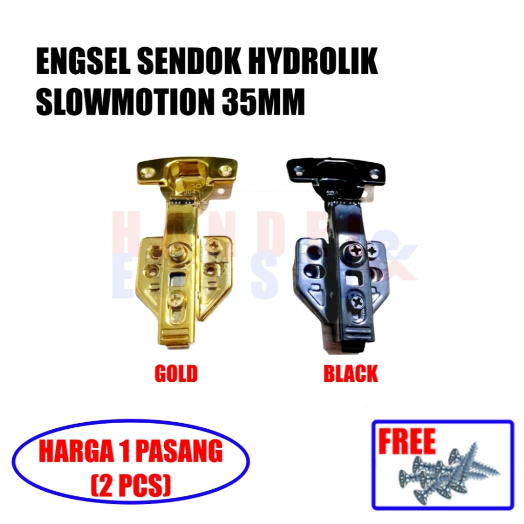 Engsel Sendok Hidrolis Slow Motion 35mm Stainless Steel 304 Engsel Sendok Lurus, Setengah Bengkok & 