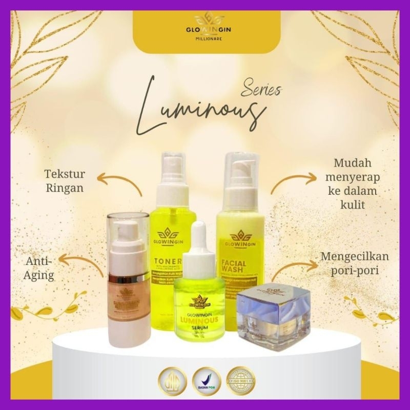 Glowingin skincare paket luminous series,untuk kulit plek hitam, memudarkan dan menghilangkan plek h