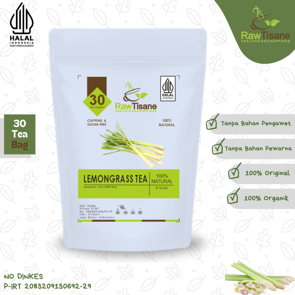 

RAW TISANE Lemongrass Tea : Teh Celup Daun Serai All Varian Isi 30 Tea Bag