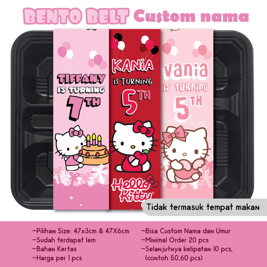 

BENTO BELT HELLO KITTY PAPER BELT BENTO BELT CUSTOM NAMA PITA KERTAS TEMPELAN HIASAN NASI KOTAK TEMPAT MAKAN ULTAH ULANG TAHUN HAPPY BIRTHDAY PERLENGKAPAN BINGKISAN KERTAS UCAPAN CINAMOROLL KUROMI