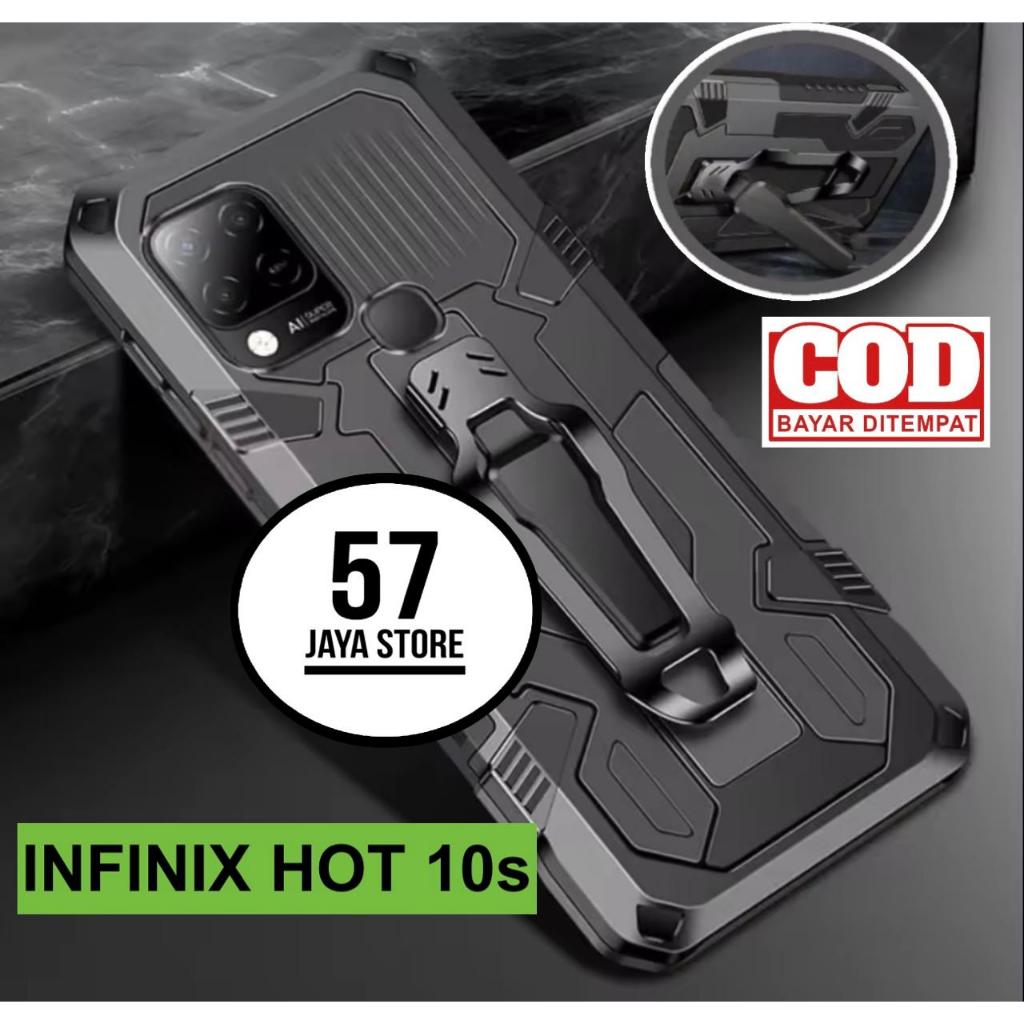 case robot Infinix Hot 10s hard case model terbaru klip silicon standing case armor