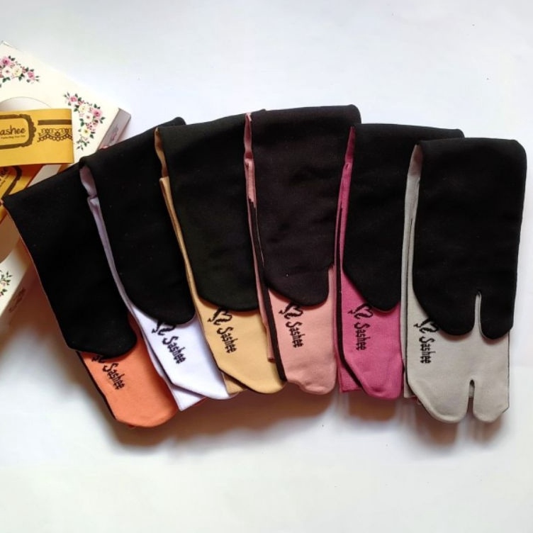 Lebih Bagus  1 PASANG ORIGINAL SASHEE TELAPAK  TAPAK HITAM Kaos Kaki Jempol Wanita Hijab Muslimah Mu