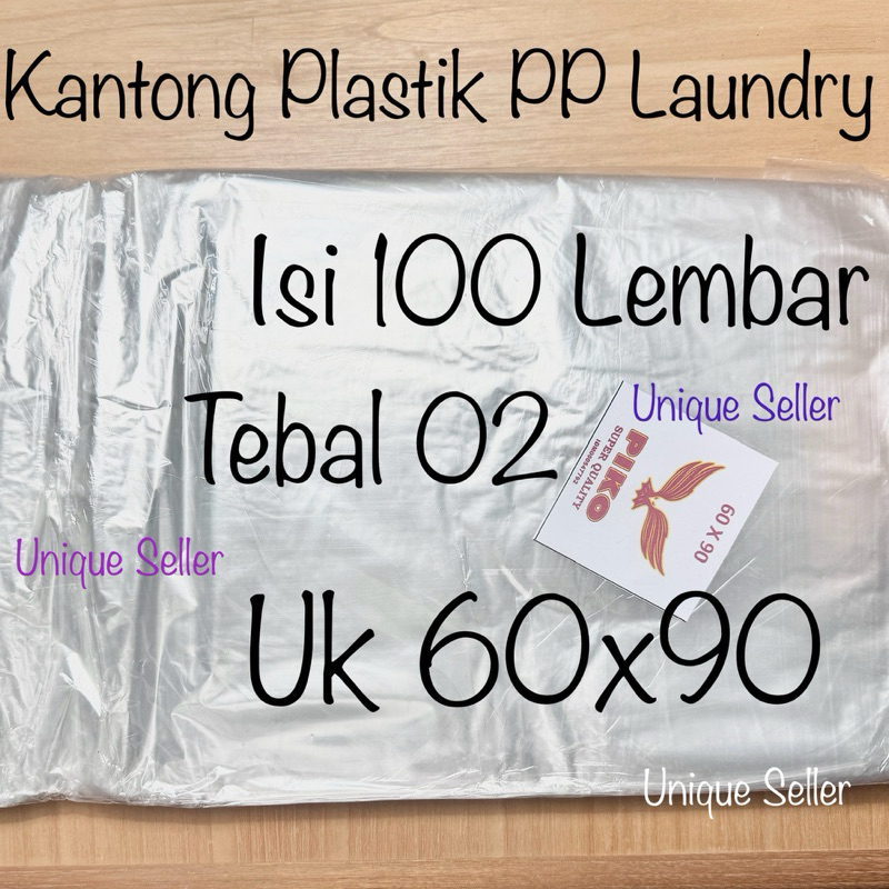 [Isi100] Plastik Laundry PIKO 60x90 Tebal 02 / Kantong Plastik PP Uk 60 x 90 x 02 / Plastik Opp Tipi