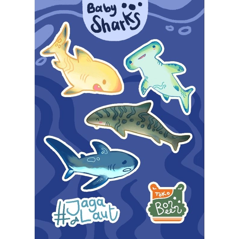 

Toko Bonbeen - Sticker Sheet Baby Shark Jaga Laut stiker hiu lucu