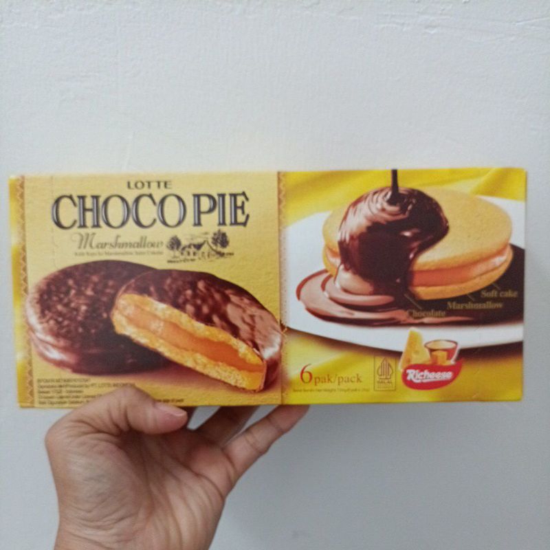 

Lotte Choco Pie Marshmallow 6 pak Cheese 156g/ChocoPie Marshmallow Cheese Isi 6pak