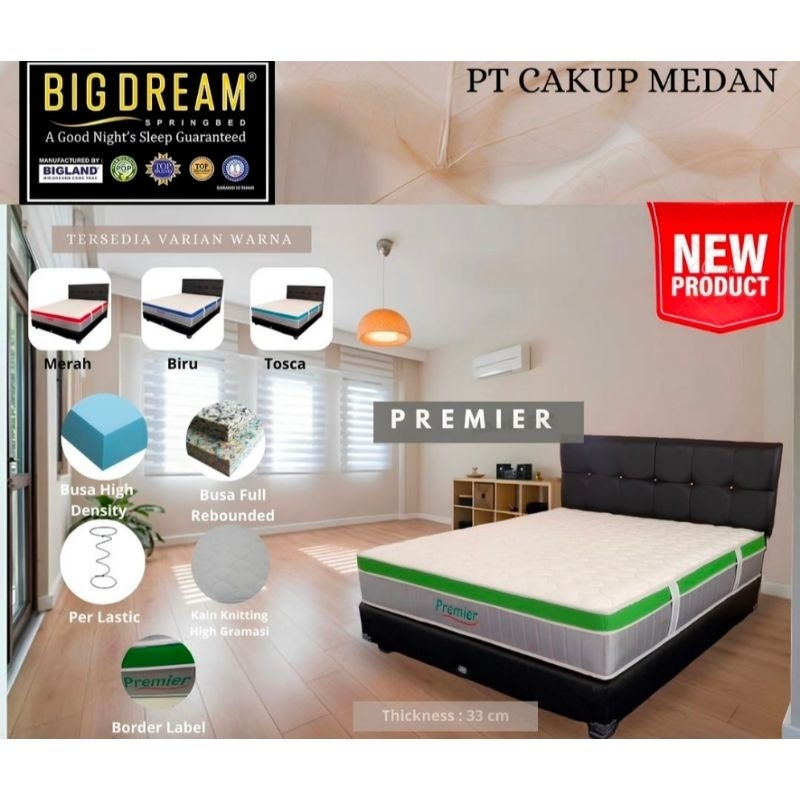 Springbed Bigdream by Bigland Type Premier Ukuran 180X200 (Hanya Matras)