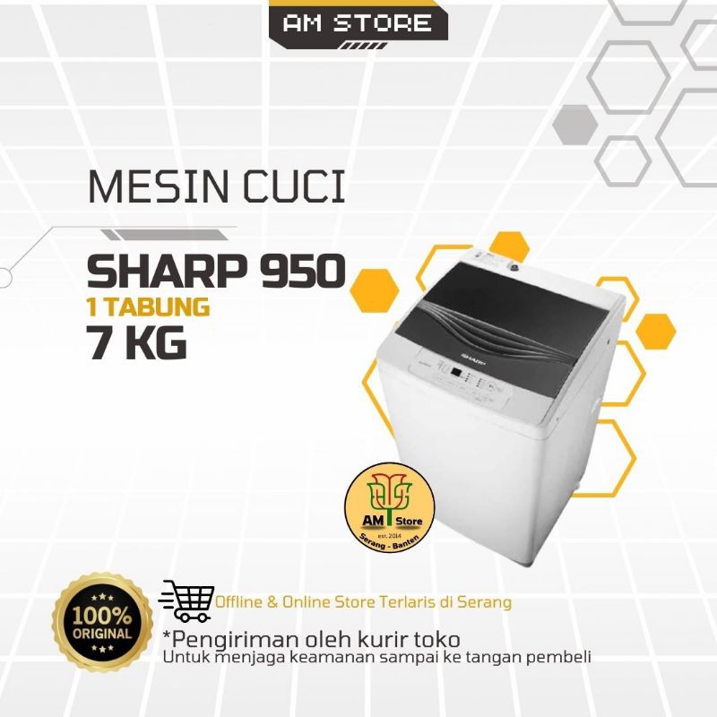 Mesin Cuci Sharp ESF-950-PGY  (1 Tabung) Top loading otomatis