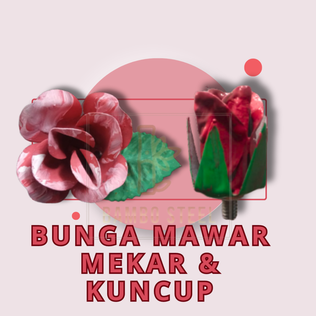 Ornamen Aksesoris Pagar Besi Motif Bunga Mawar MEKAR & KUNCUP Plat Besi
