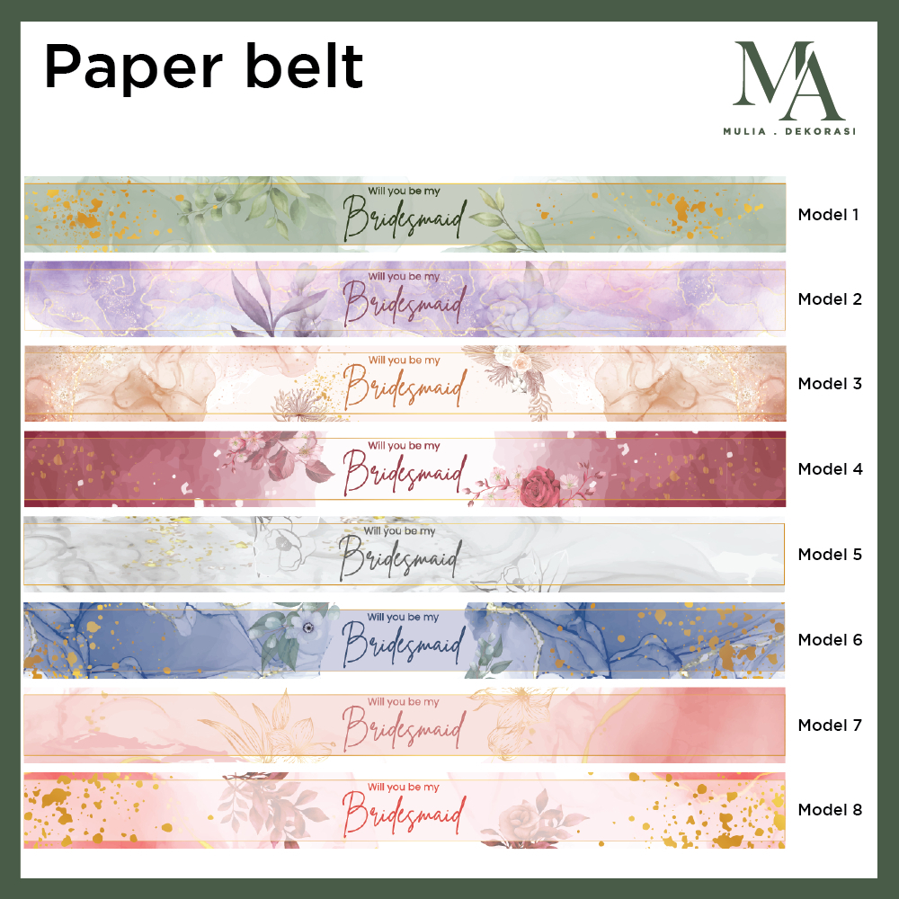 

Paper Belt Custom Sleeve Label Kain Bridesmaid Wedding Design Segel Packaging