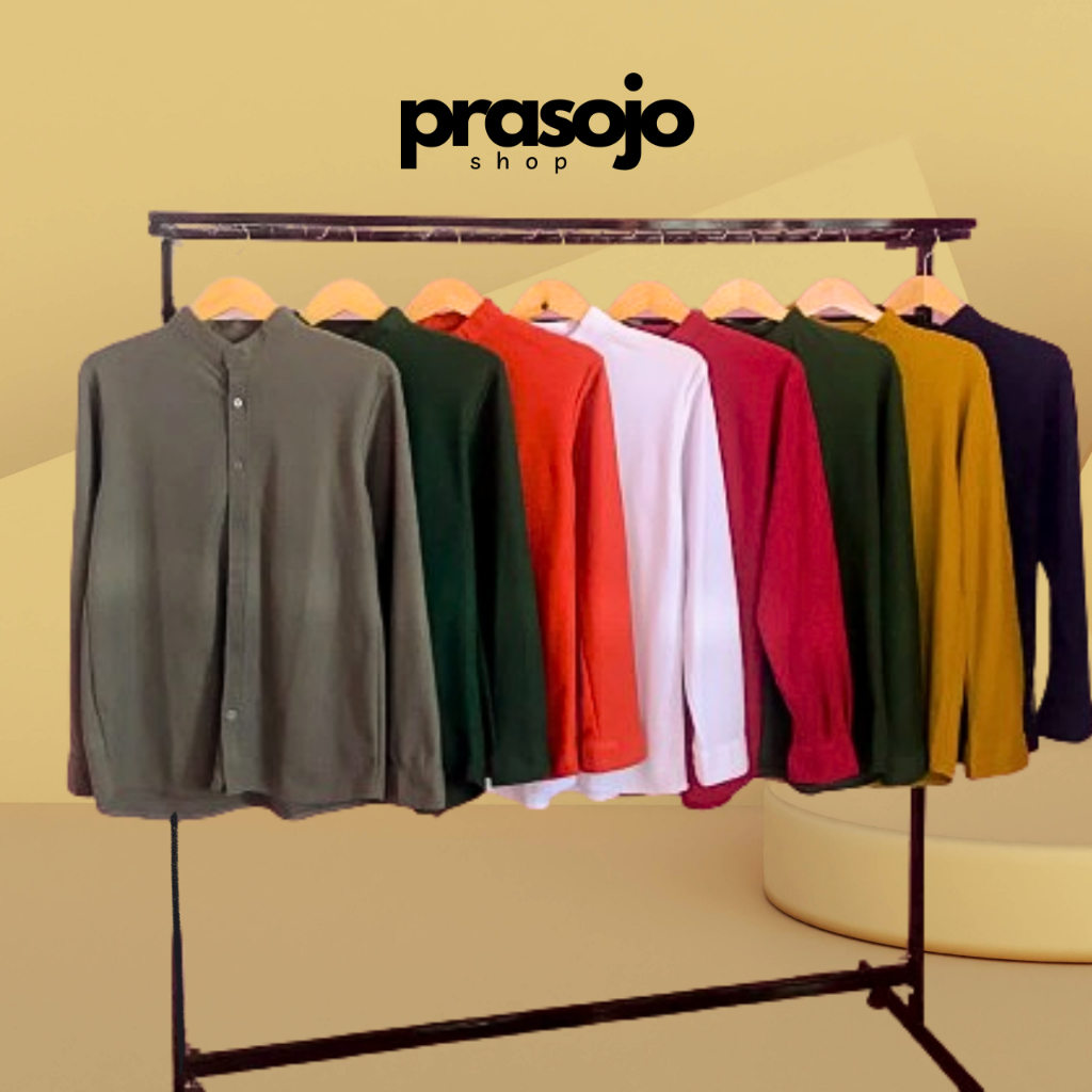 Prasojo Kemeja Polos Pria Lengan Panjang, Koko, Outer Premium