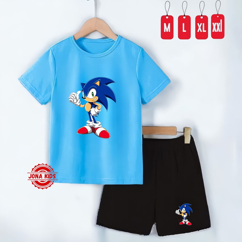 Baju Anak Stelan Usia 2-10 Tahun Celana Pendek / Stelan Anak-Anak Motif Sonic