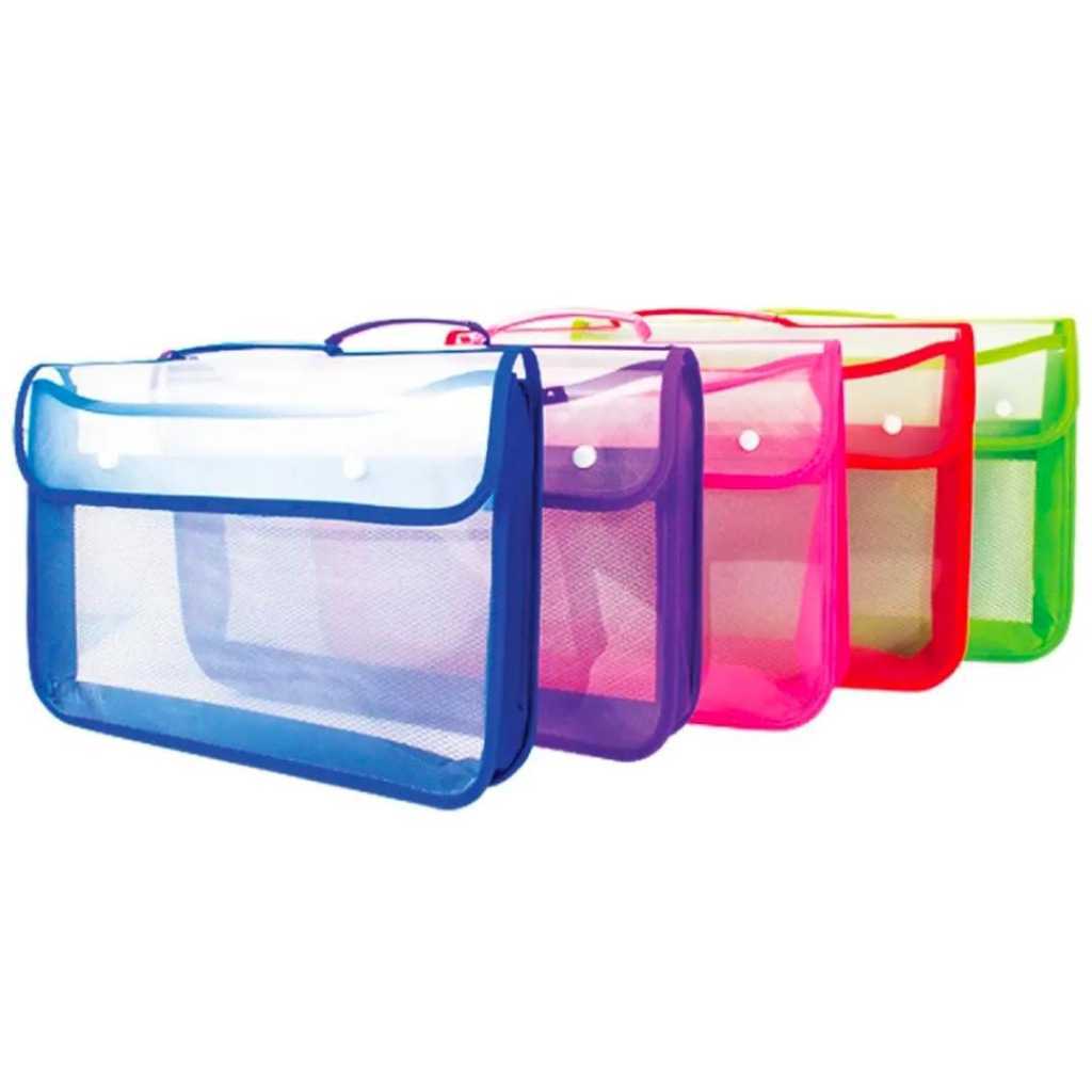 

Map Plastik Kancing 2 Jaring Jala Folio/ Zipper School Bag / Map Tenteng Untuk Kantor & Sekolah