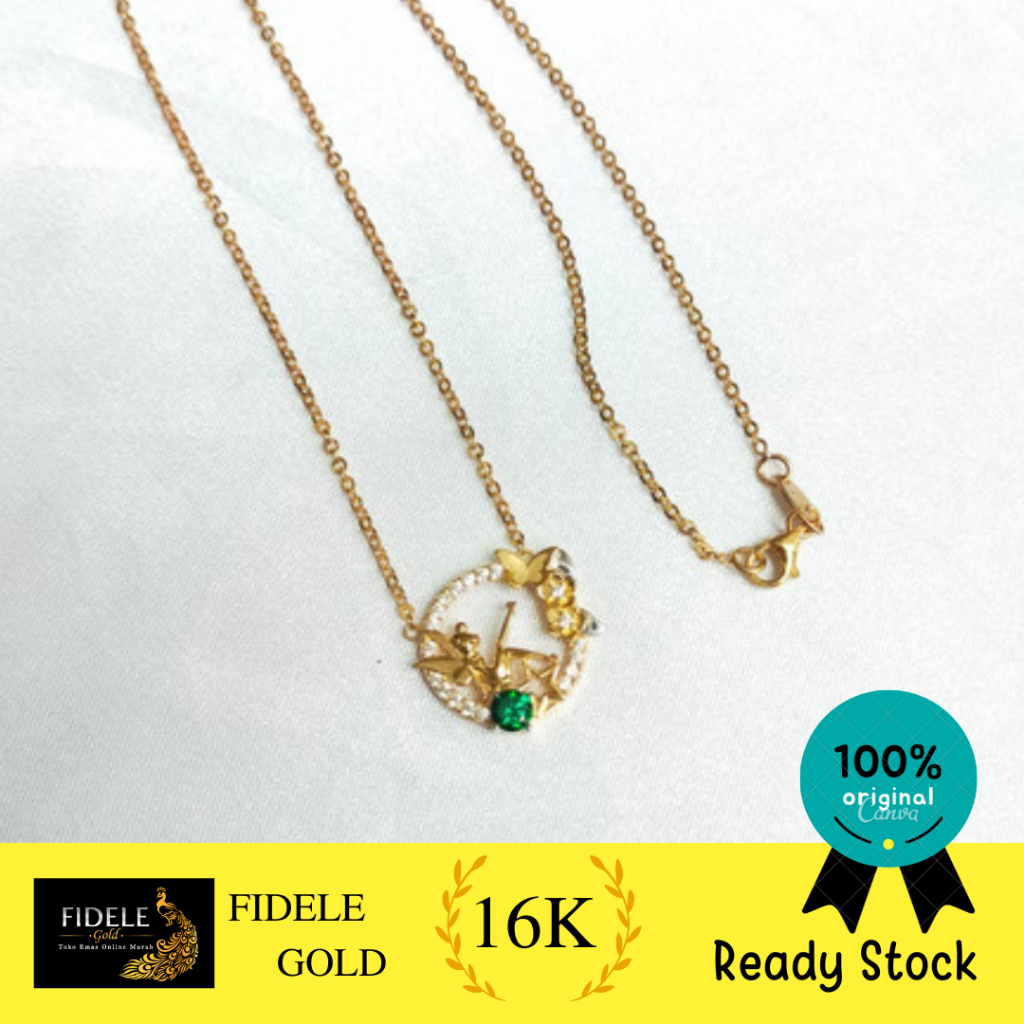 Kalung tinkerbell disney fashion emas lotus gold 16k 700