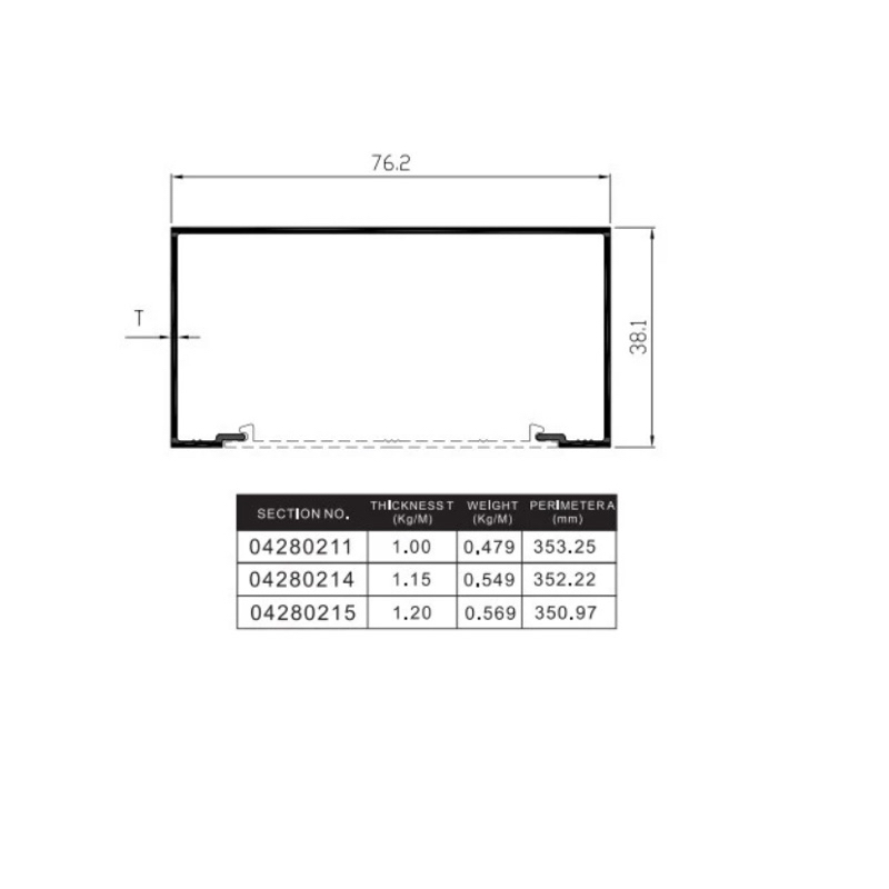 Aluminium Infinito Serat Kayu Kusen 3" 0428 Kusen Polos Aluminium Batangan