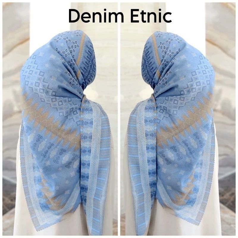 Jilbab Motif Voal Premium Denim Etnik
