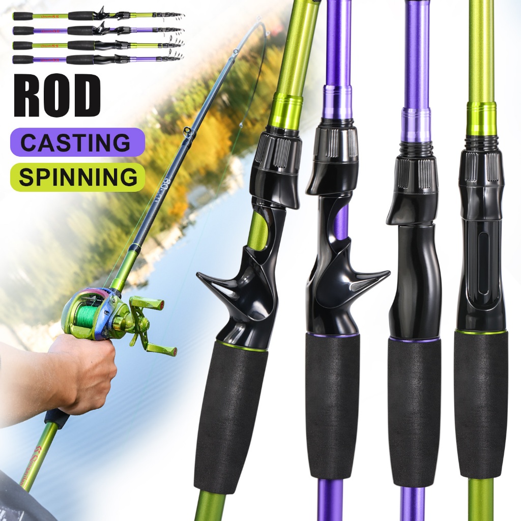 Sougayilang Joran Pancing Teleskopik 1.8 Joran Pancing Putar/Cast Ultraringan Joran Pancing Serat Ka