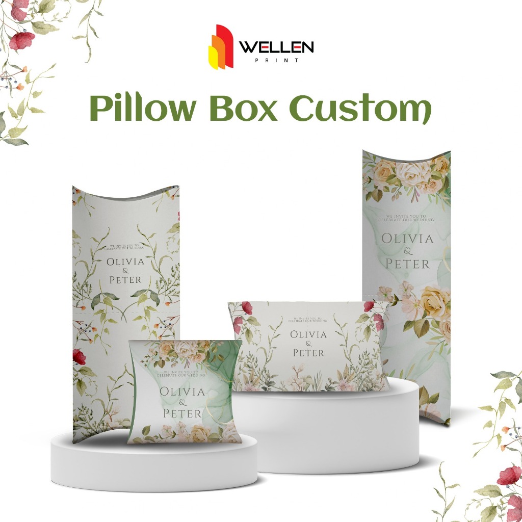 WELLEN PRINT – Cetak Pillow Box Custom / Print Kotak Souvenir Packaging Kemasan Hampers