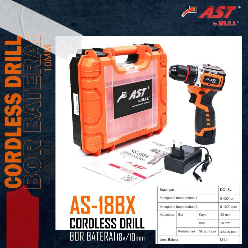 AST cordles drill bor baterai 10mm  AS-18BX Brushless