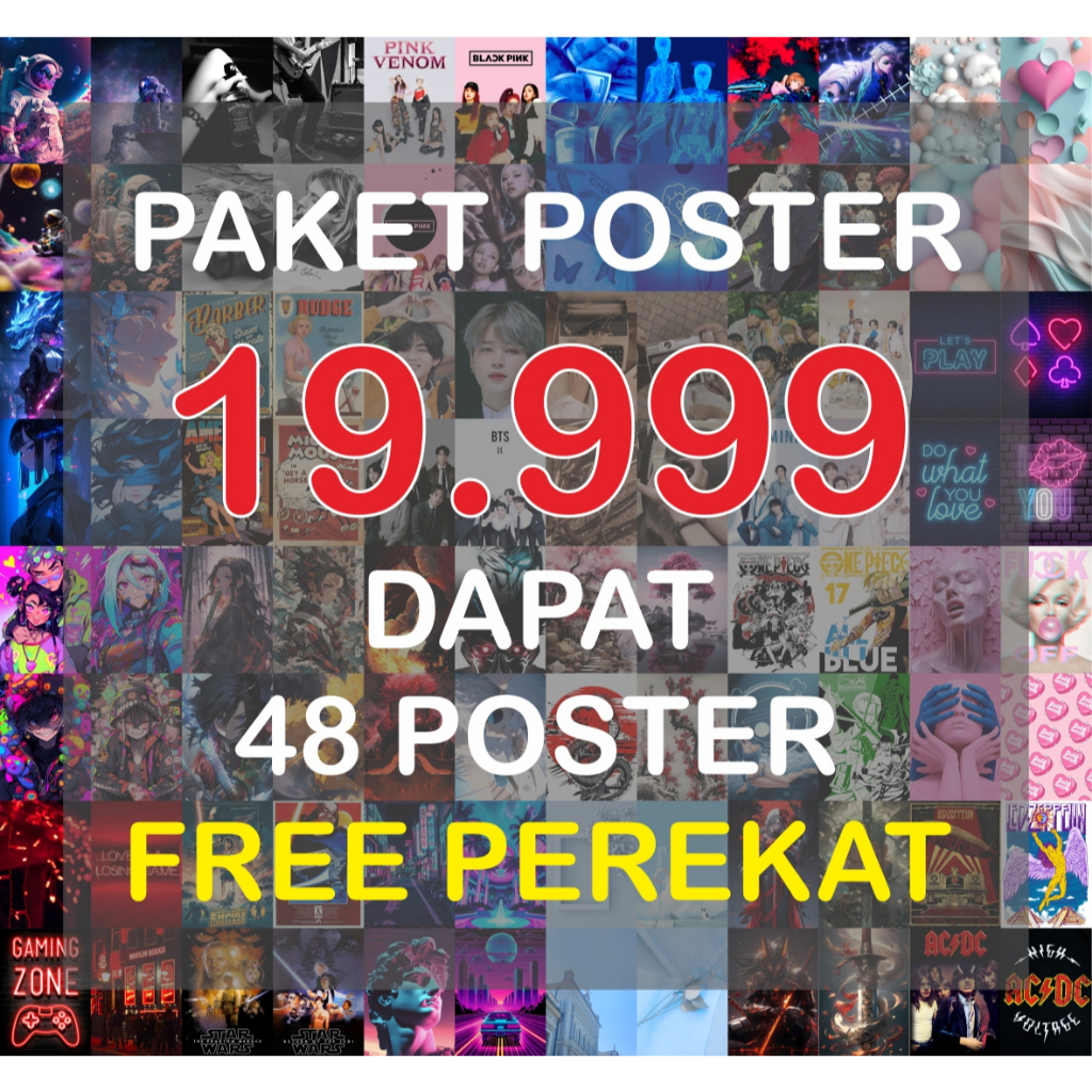 [ISI 48PCS] Poster Dinding Hypbeast Casual Brand Aesthetic Vintage Tinggal Pasang  Free Perekat