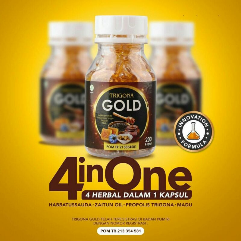 MINYAK HABBATUSSAUDA Trigona GOLD Extra Madu Zaitun Propolis 200 Kapsul|HARGA GROSIR|