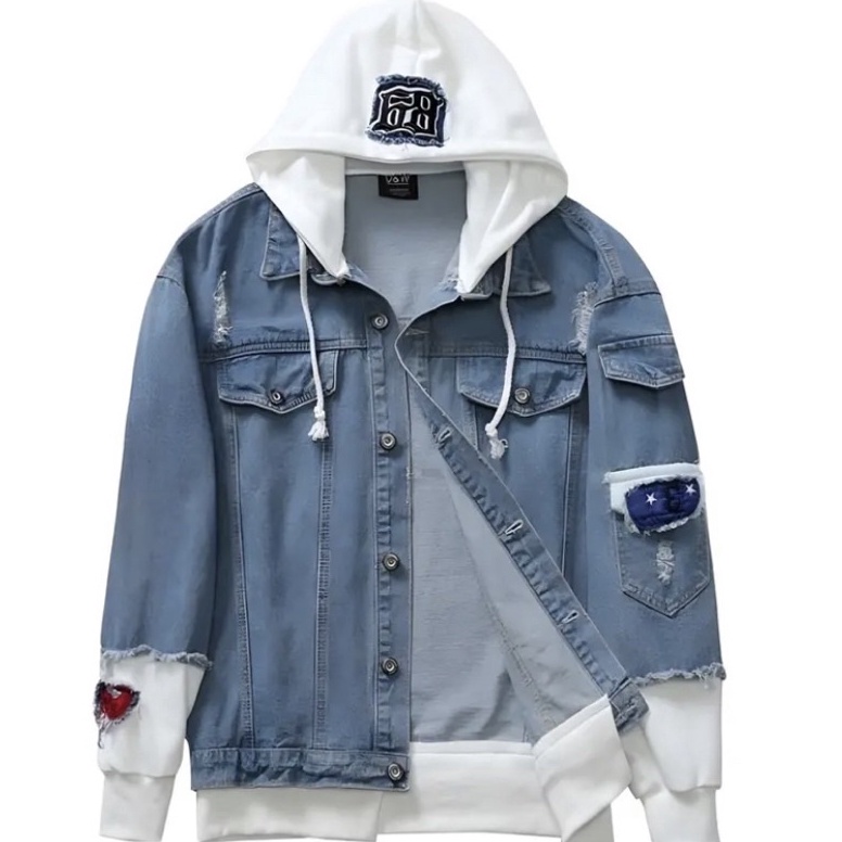 Koleksi Terbaru JAKET JEANS PRIA KOREAN STYLE JAKET JEANS COWOK KOMBINASI