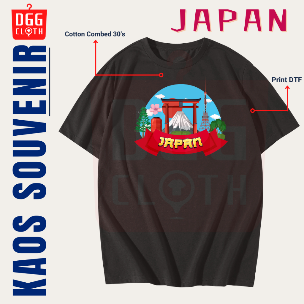 DGGClothing Kaos Oleh-Oleh Japan Tshirt Baju Souvenir Kota Jepang Tokyo Kyoto Osaka Terbaru Dewasa A