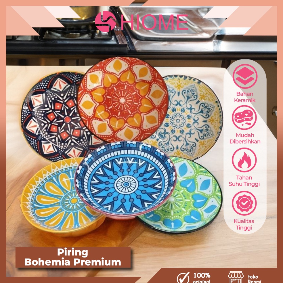 Terbaik HIOME Piring Saji Motif Bohemia  Piring Saji Unik Dan Lucu  Piring Saji Motif Bohemia Import