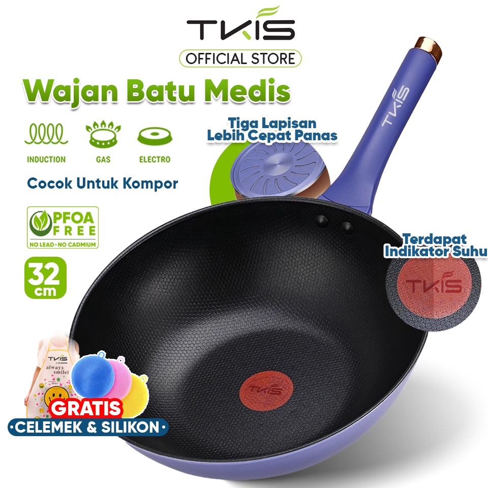 Siap Kirim TKIS Wokpan 32cm Panci Wajan Anti Lengket Penggorengan Anti Lengket TK853