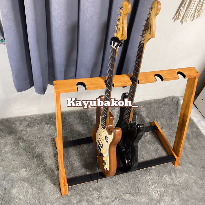 rak gitar stand gitar 5 slot rak gitar kayu v5 minimalis estetik