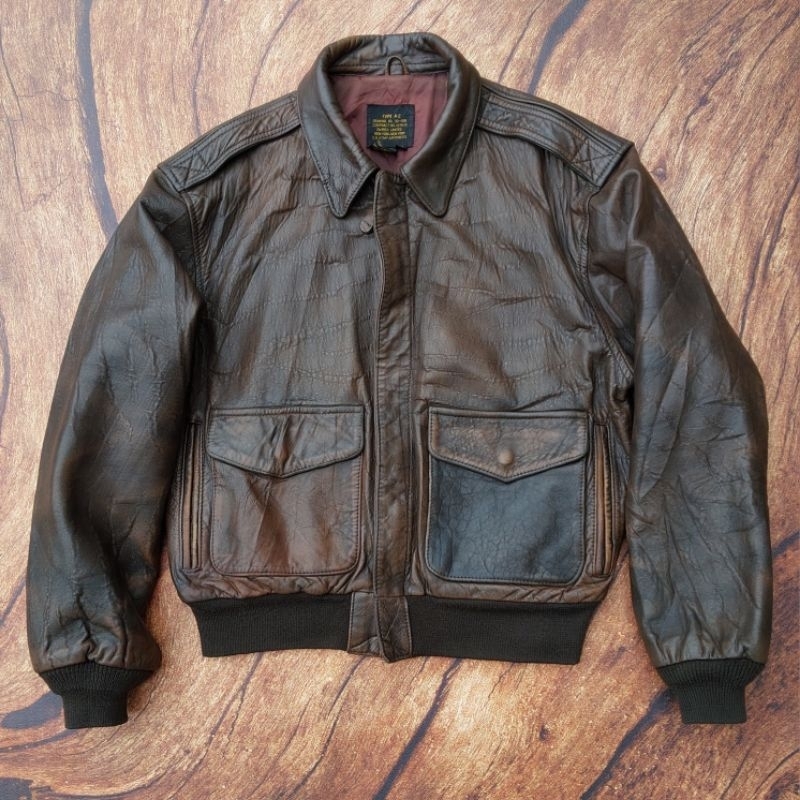 avirex type A2 jaket kulit bomber flight jacket not schott vanson rbc alpha industries harley davidson vintage