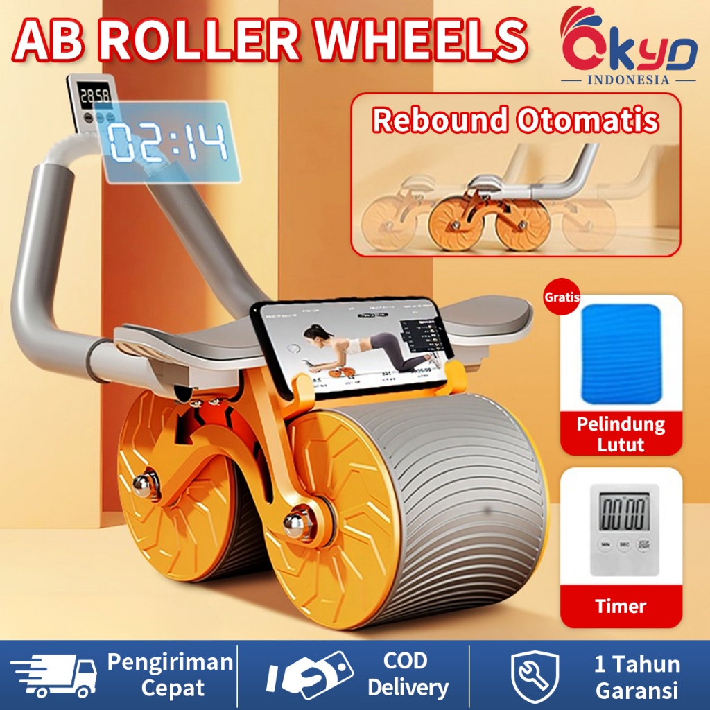 Ab Roller Wheels/Ab Roller/Abdominal Roller alat gym Automatic Rebound
