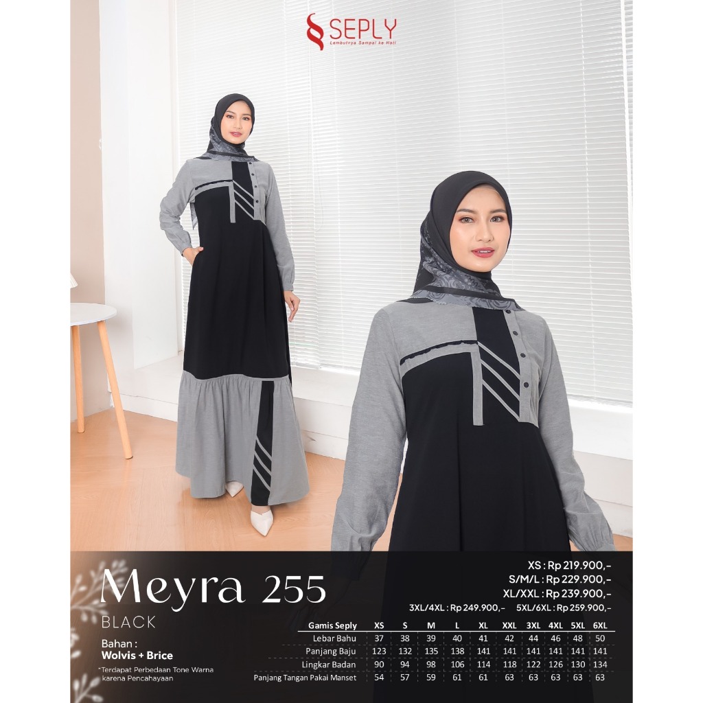 gamis meyra 255 black seply