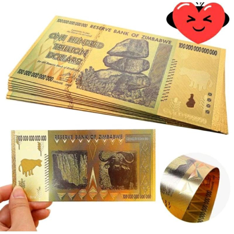 souvenir gold foil uang Zimbabwe