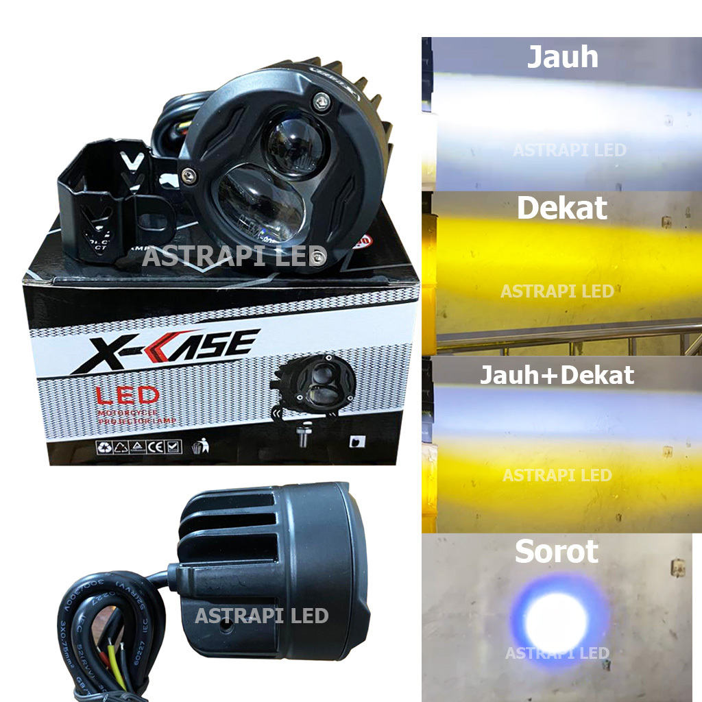 Lampu Tembak Mobil Motor LED Laser D2 DUAL CSP Model Kotak Bulat Dua Warna Putih Kuning