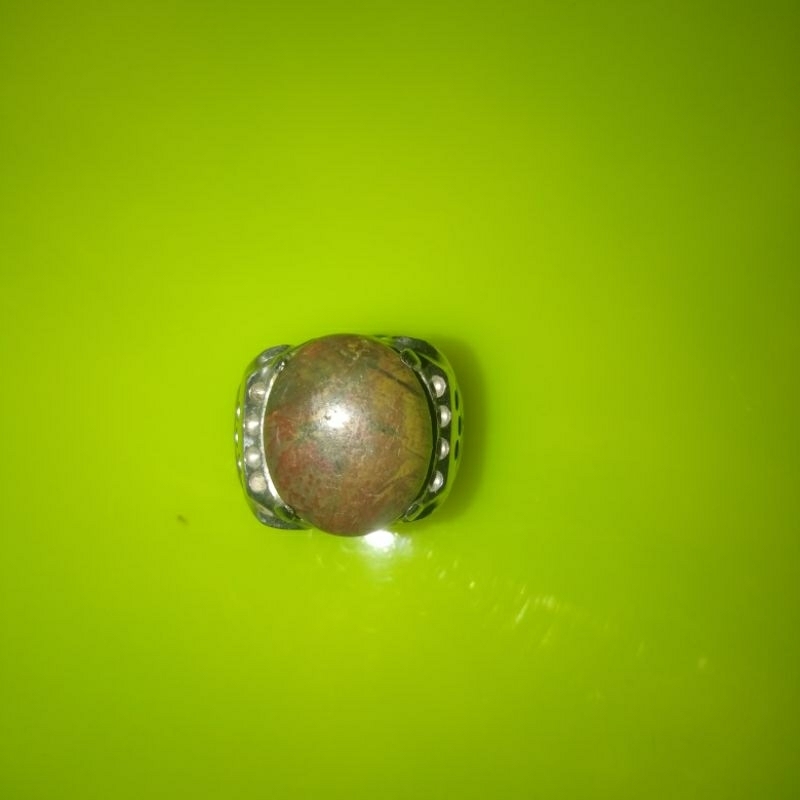 Cincin Batu Akik / Cincin Alpaka Super / Batu Akik Abstrak / Cincin Ukuran 7