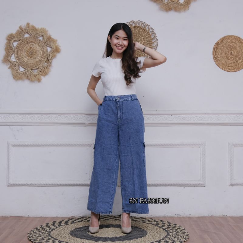 CELANA  JEANS KANCING DEPAN//KEKINIAN KULOT JEANS WANITA TERBARU