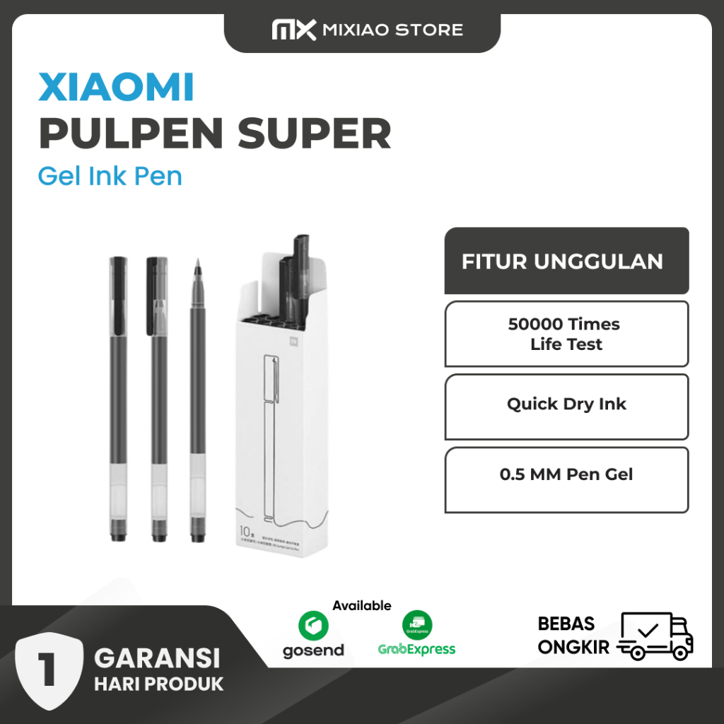 

Xiaomi Mi Jumbo Gel Ink Pen Pena Cair Pulpen 0.5mm 10 PCS