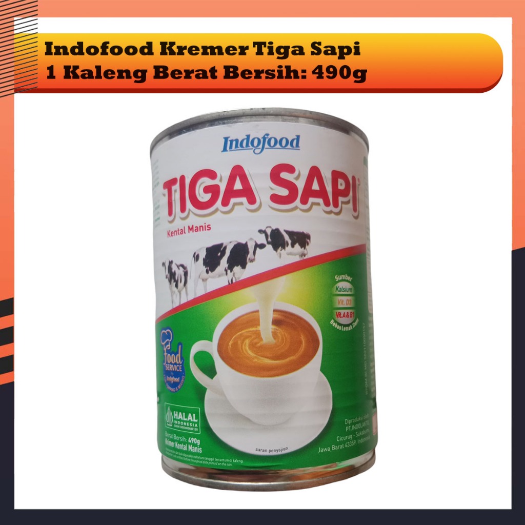 

Indofood Kremer Susu By Tiga Sapi Kental Manis Kaleng 490gr Besar