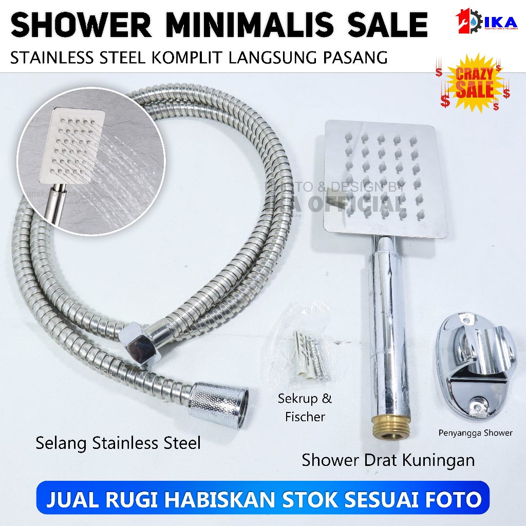 Kepala Shower Turbo Bertekanan Tinggi Shower Adjustable Massage hand shower set komplit minimalis ko