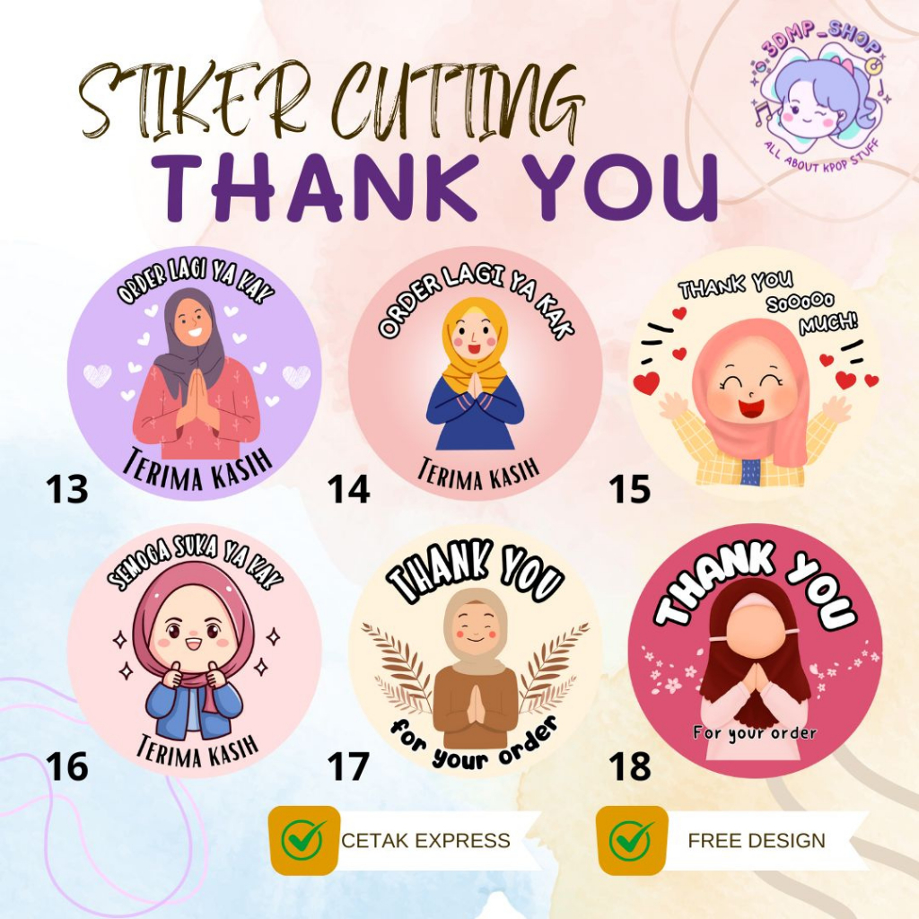 

[280pc] Stiker A3 Cutting Bontax Chromo Label Snack Jajanan Kemasan Thank You TerimaKasih