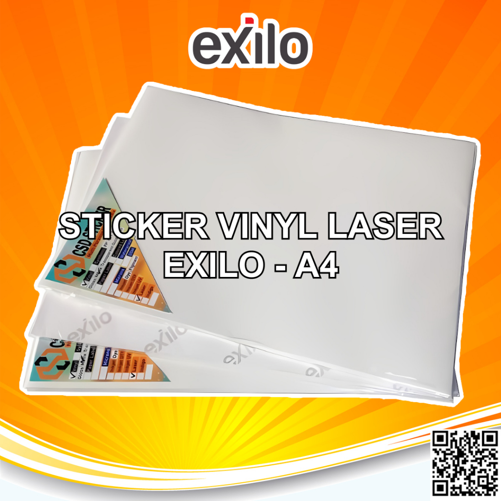 

Exilo Sticker Vinyl Laser A4 White Matte for Digital LASER PRINTER isi 20 lembar