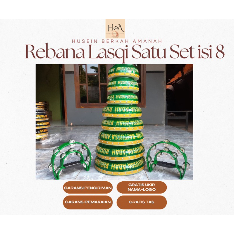 rebana qosidah lasqi ibu-ibu ukir Jepara (Hijau)