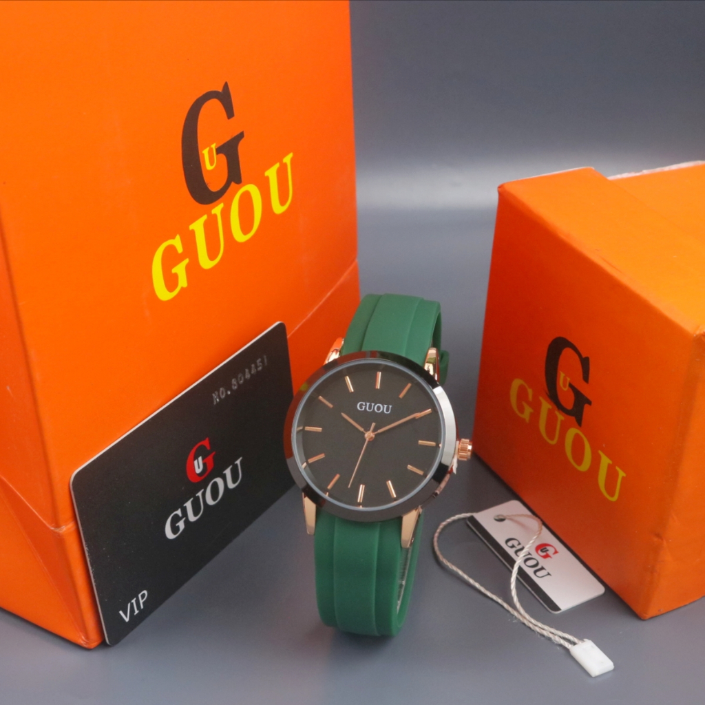 Jam Tangan Wanita Original Guou Tali Karet Free Box Kecil Termurah Fesyen Korean Watch