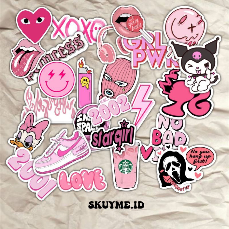 

(25pcs)Stiker Pink Girly Aesthetic, Tahan lama, Anti air, Stiker HP, Stiker Laptop, Stiker Helm SK05