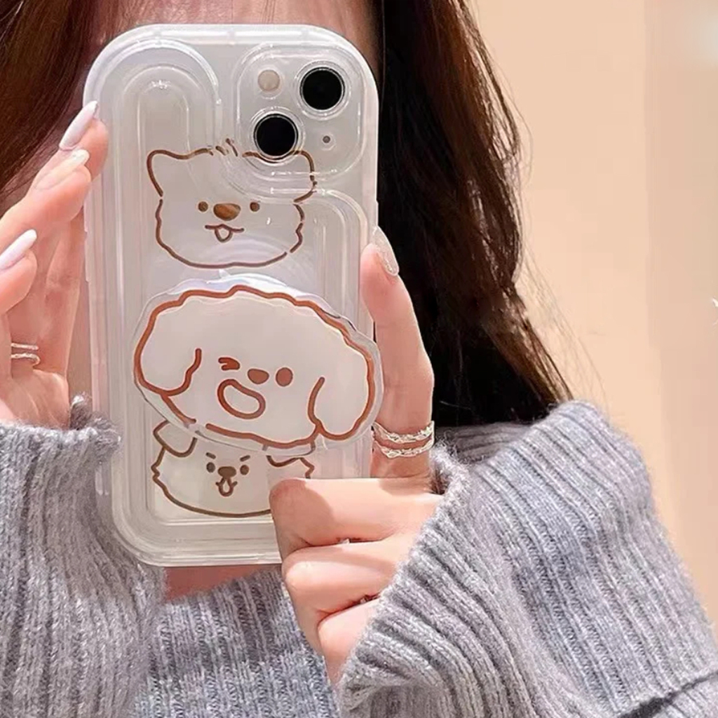SOGGY Case Puppy Dog Casing for Infinix Hot 40 40i 40 Pro 9 10 11 11S 12i 12 20i 30i 30 Play Note 11 12 2023 G96 Smart 5 6 7 8 Ram 3 6 2 NFC Pro Softcase Include Pop Socket Motif Anjing Cewek Lucu