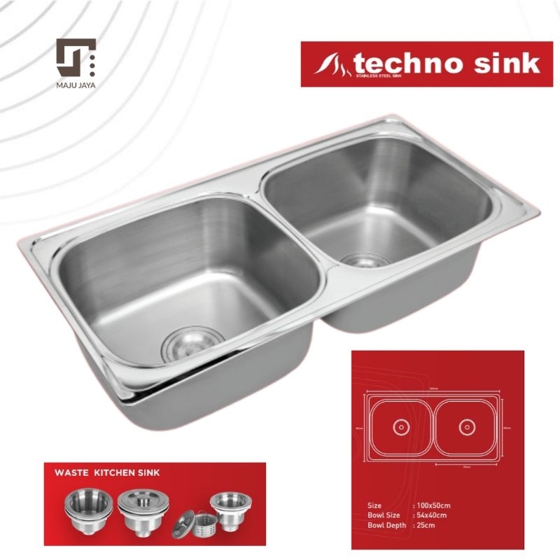 WASTAFEL CUCI PIRING STAINLESS 2 LUBANG / BAK AIR CUCI PIRING / KITCHEN SINK / SINK DAPUR