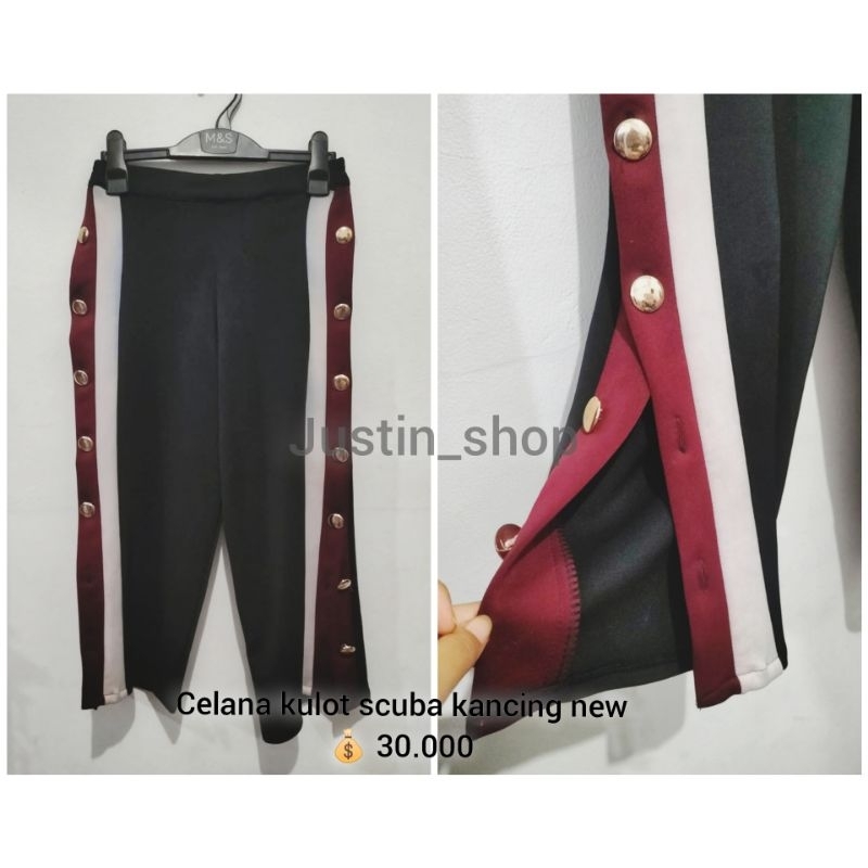 celana kulot scuba kancing belah samping